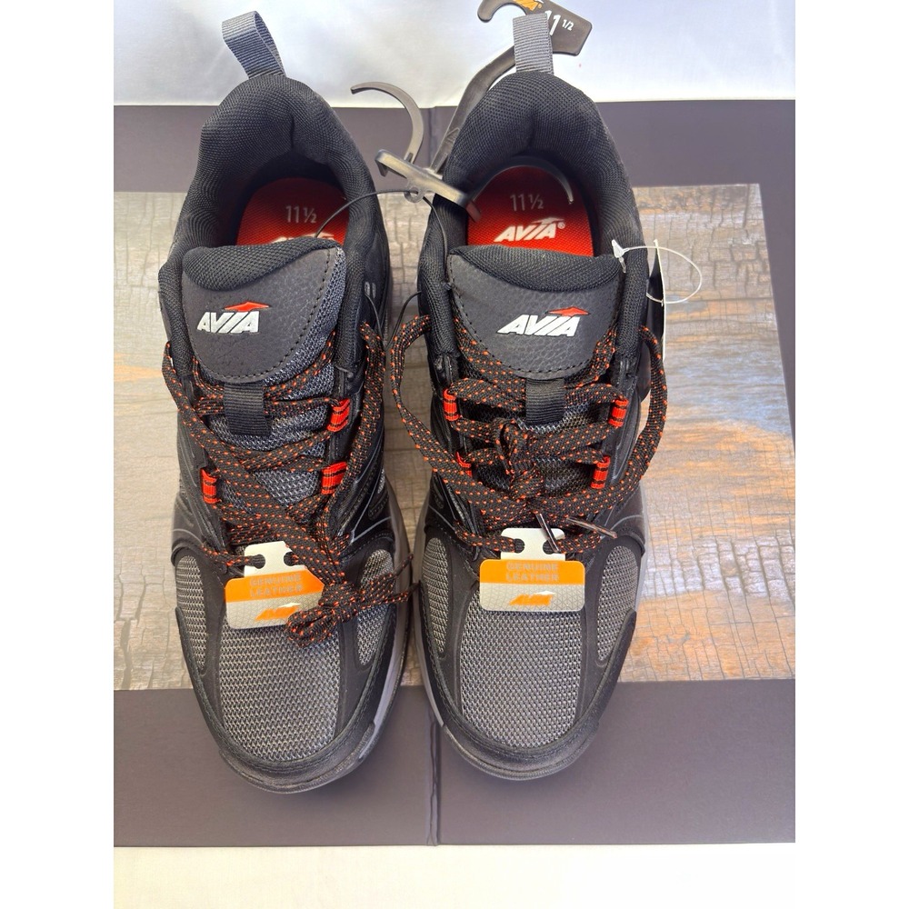 Avia Men's NWT Sneaker  Size 11.5 Black/Orange/Gray Lace Up Low Top Leather